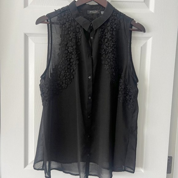 Fylo Designer Brand Women's Sleeveless Sheer Lace Blouse! - Picture 1 of 8